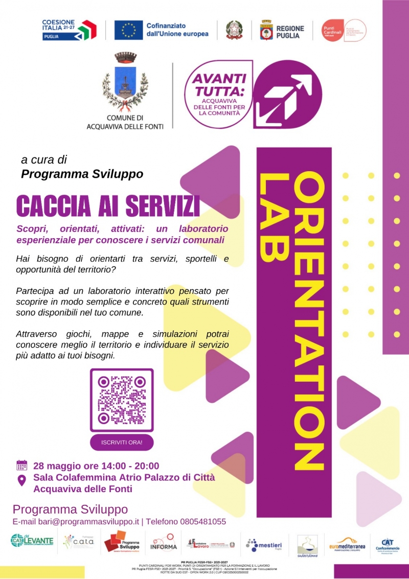 Avanti tutta: CACCIA AI SERVIZI - Laboratorio di orientamento (Orientation Lab) del prossimo 28 maggio Punti cardinali for work � �Avanti tutta: Acquaviva delle fonti per la comunit��